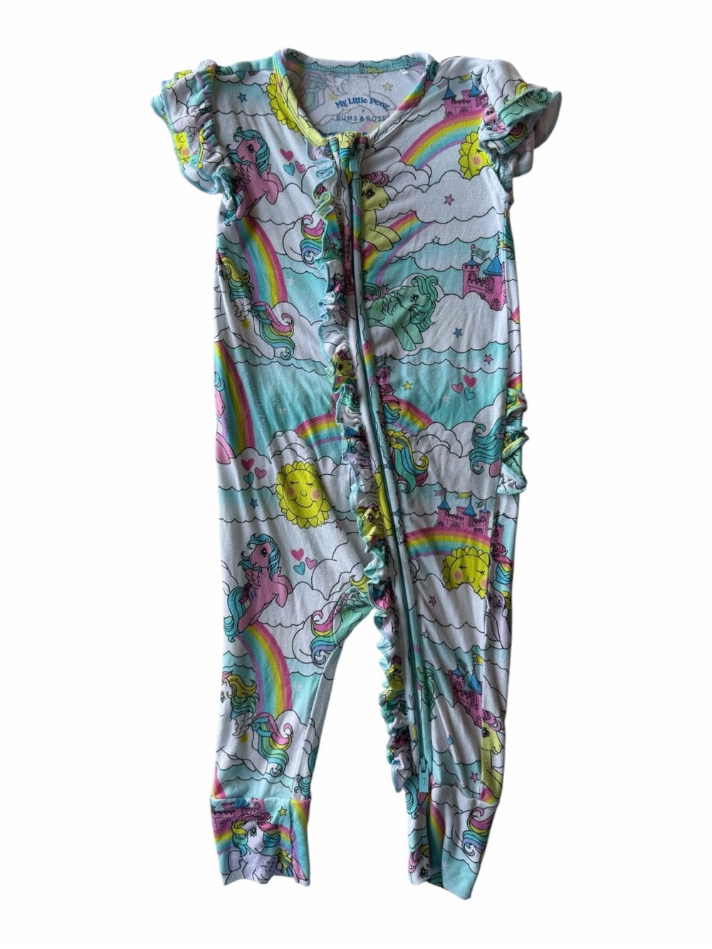 Bums & Roses My Little Pony Zippy Romper Girls 9-12M Bamboo Ruffle Pajamas